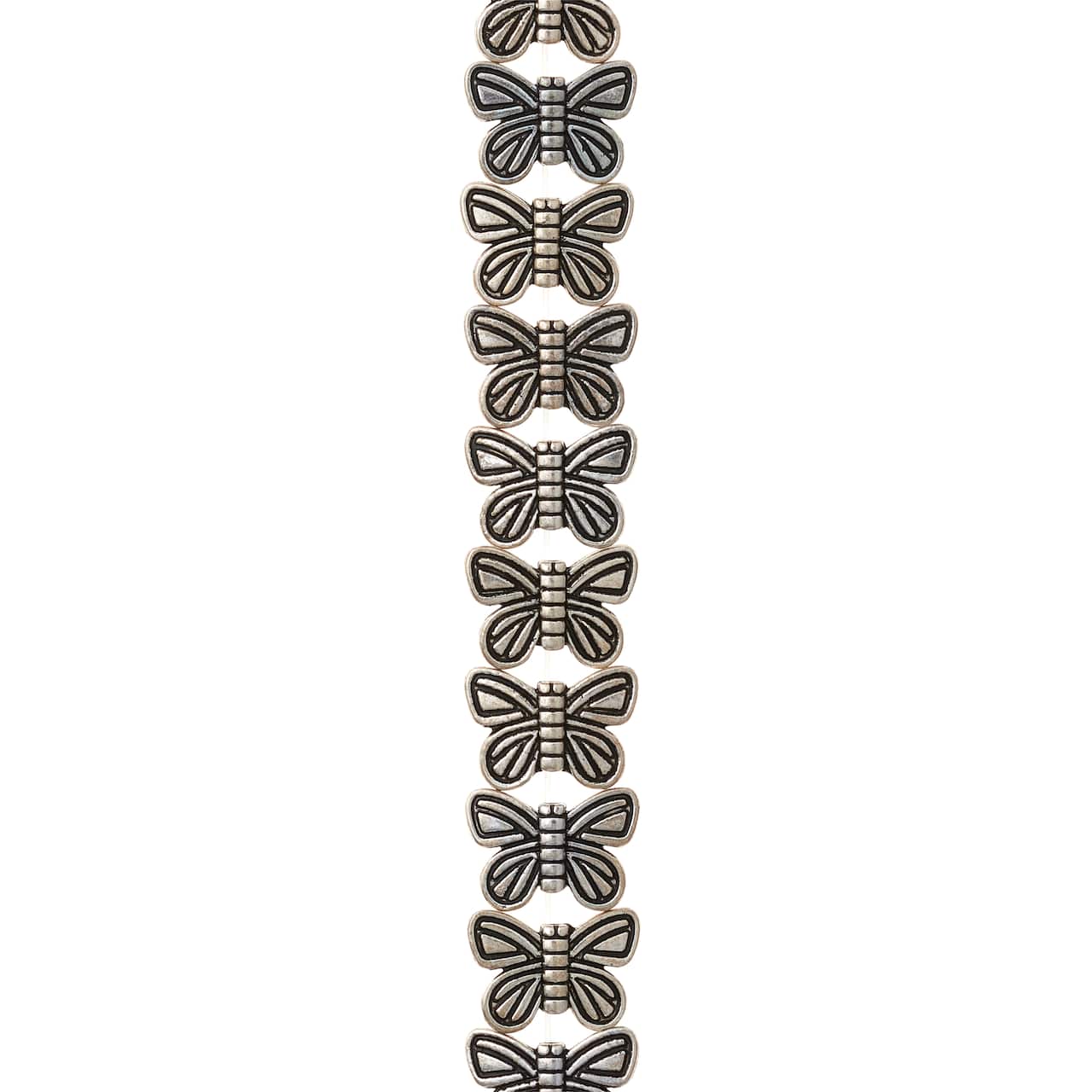 12 Pack: Silver Plated Metal Butterfly Beads, 15mm by Bead Landing™